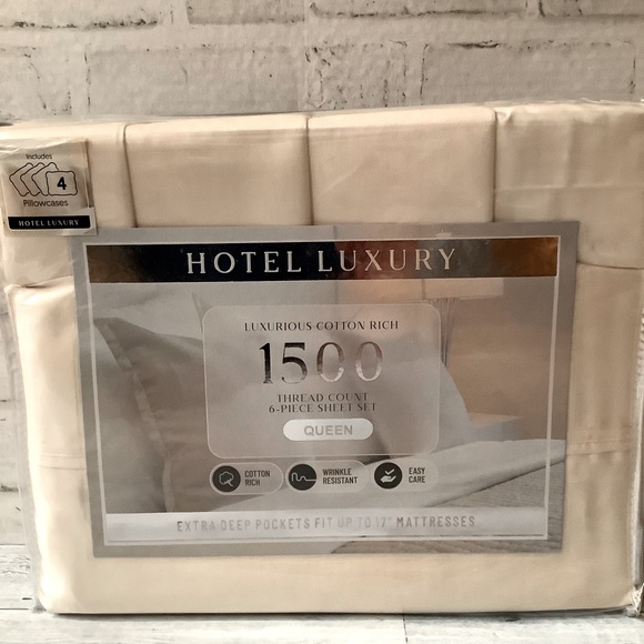 Hotel Luxury 6Pc Queen Size Cotton Rich 1500 Thread Count Sheet Set - Picture 2 of 4